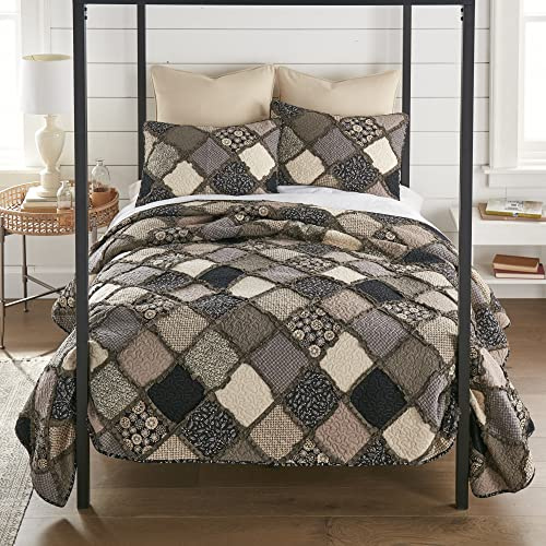 Donna Sharp Cotton King Bedding Set - 3 Piece - Lexington Contemporary Quilt Set with King Quilt and Two King Pillow Shams - Machine Washable