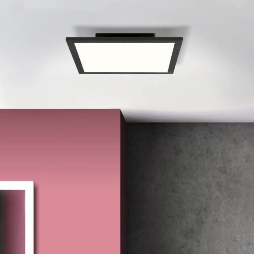 Lightbox LED Panel Deckenleuchte - Deckenlampe, 30x30cm, 18 Watt, kaltweißes Licht 2340 Lumen, 4000 Kelvin, Metall/Kunststoff, Schwarz