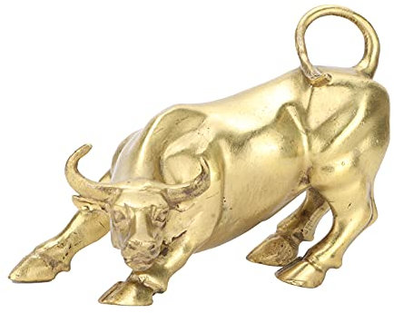 Hztyyier Stier Figur aus Messing, Feng Shui Fortune Wall Street Bull Art Decor, Golden Copper Bull Steht für Glück von Karriere und Reichtum of