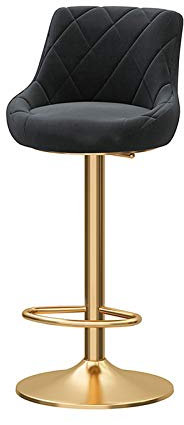 LYP Freizeit Bar Stühle Velvet Barhocker - 360 Grad drehbarer Sitzhocker Höhenverstellbarer Küchen-Esszimmerstuhl Metall-Thekenstühle für die Frühstücks-Lounge (Gold)
