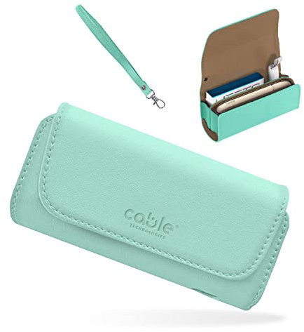 Cable Technologies Hochwertige Schutzhülle aus Kunstleder, kompatibel mit IQOS ILUMA/IQOS 3/3 Duo/2.4/2.4 Plus, Etui aus Leinwand und PU-Leder, Organizer, Cover Handtasche Hülle, Zubehör Blaugrün