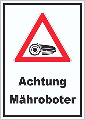 Achtung Mähroboter Aufkleber A7 (74x105mm)