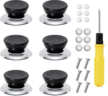 XUESHA 6 Pcs Pot Lid Knobs, Universal Kitchen Cookware Lid Handles Replacement, Lifting Handle Heat-Resistant Pot Pan Lids Knob Handle, Home Kitchen Cookware Cover Pan Parts Set with Screws