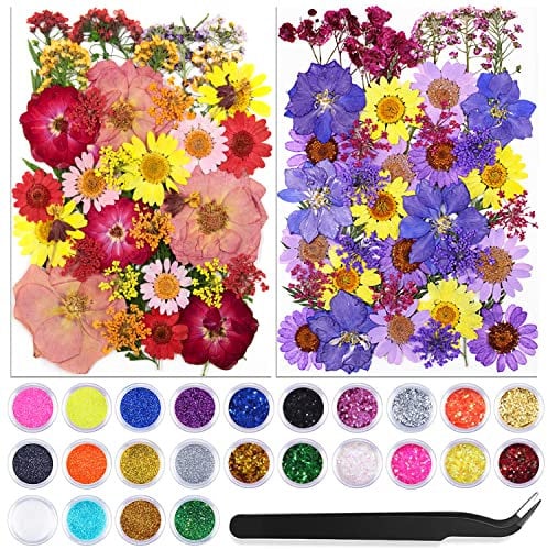 iDattel Getrocknete Gepresste Blumen für Epoxidharz Blumen zubehör,trockenblumen deko,mit Gepresste Blumen Natürliche für Kunst Basteln DIY Harz Scrapbooking Handwerk