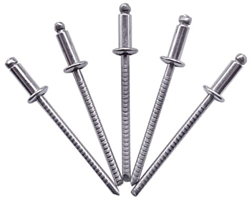 100 remaches ciegos de acero inoxidable de 3,2 x 6 mm, cabeza de cúpula, remaches de pop, DIN 7337, remache A2, mandril ranurado (100, 3,2 x 6 mm)