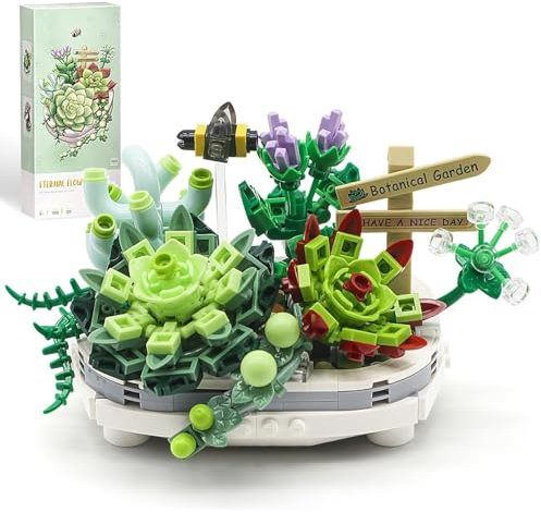 HIGH GODO Succulent Bonsai Plant Sets, Mini Botanical Collection & Flower Bouquet Building Kit Gift for Adults Teens 8+ Kids