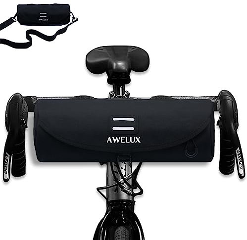 AWELUX Fahrrad Rahmentasche, Lenkertasche Fahrrad, Kleine runde Umhängetasche，für Rennrad, Mountainbike, Reisen, Pendeln,Fahrrad-Organisator professionelles Fahrradzubehör (Flip, Schwarz)