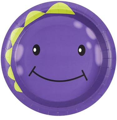Smiffys Monster Tableware, Party Plates, Purple x8 Plastic Free, 300g, 23cm Diameter, Halloween Fancy Dress Accessory, Monster Dress Up Party Goods