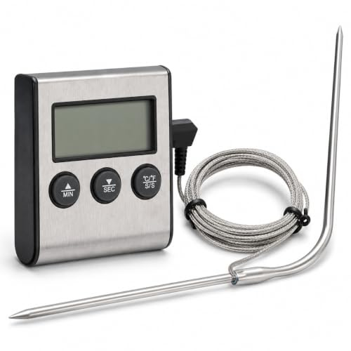 YUMILI Lebensmittelthermometer, BBQ-Thermometer, Fleisch-Kochsondenthermometer, genaues digitales Kochthermometer mit Timer-Temperaturmesswerkzeug