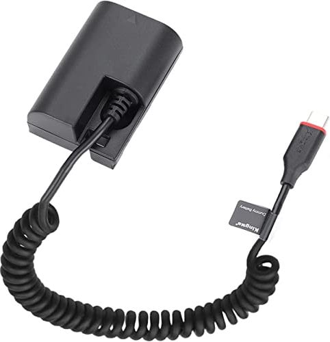 King Ma LP-E6 Power Adpter Dummy Battery Adapter with Type C Spring Cable for Canon EOS R R5 R5C R6 90D 80D 70D 60D 60Da 5D Mark II III IV 6D Mark II 7D Mark II Cameras