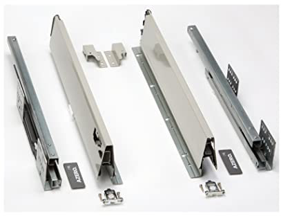 Cajón de cocina AZERODESIGN altura 84mm guías de freno de extracción total, rieles de hasta 50 kg de peso, color en gris laterales regulables, para cocinas,cajoneras, armarios (450MM)