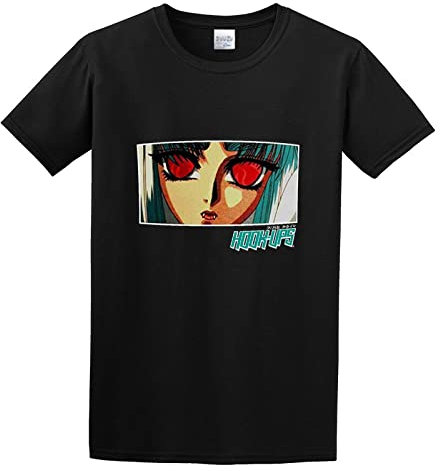 Vintage Hook-Ups Skateboard Mika2 Redeye Japanese Men's T-Shirt Casual Tee Summer Fashion Tops Clothing Black L