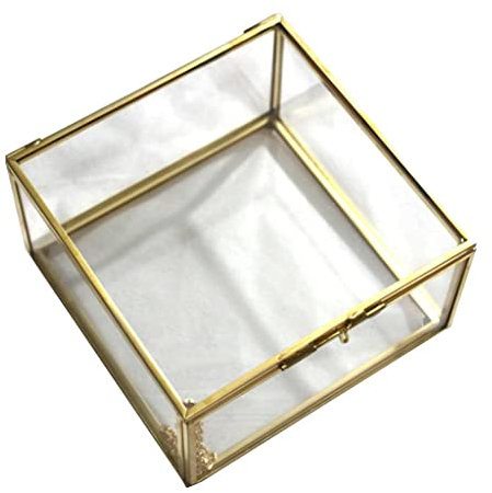 misppro Récipient en verre pour plantes succulentes avec boîte à bijoux géométrique – 13 x 13 x 8 cm