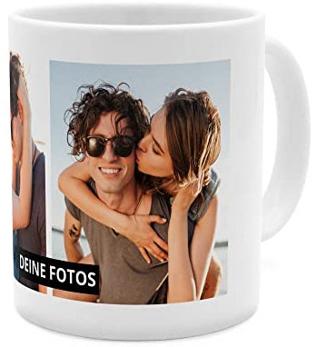PhotoFancy® - Fototasse 'Collage' - Personalisierte Tasse mit eigenem Foto - Weiß - Layout Collage 2 Bilder