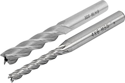QUARKZMAN 4mmx6mm HSS 4 Rainures Droit Tige Fin Fraiseuse Coupeur CNC Perceuse Pointes 2pcs, 8mm x 8mm 38mm Coupe Profondeur 4 Rainures HSS AL End Mill Coupeur