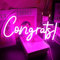 LED Congrats Signe néon Félicitations roses cérémonie de remise des diplômes slogan fête, famille, bar, collège, hôtel, restaurant, café décoration cadeau de remise des diplômes (Rose)