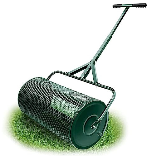 Breadom Kompoststreuer, 27,5-Zoll-torfmoosstreuer Mit Verstellbarem T-förmigem Griff, Leichter Metallgeflechtstreuer Für Rasen Und Garten, Rostfreier Miststreuer Zum Pflanzen Und Säen