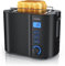 Arendo - Toaster 2 Scheiben Edelstahl mit Restzeitanzeige - 800 Watt - Doppelwandgehäuse - Integrierter Brötchenaufsatz - 6 Bräunungsgrade - kurz - Brotscheibenzentrierung – beleuchtetes LCD-Display