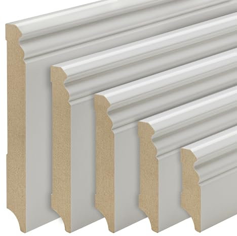 RESSE | Sockelleisten | MDF Folie Hellgrau | Hamburger/Berliner Profil | Größe 40mm - Musterstück/ca. 10cm