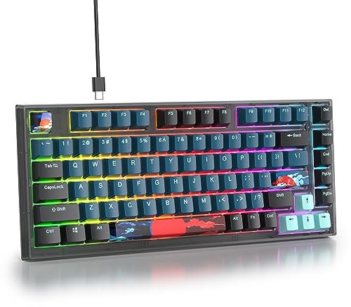 SOLIDEE Tastiera Meccanica Sostituibile a Caldo cablata al 75%,Gasket retroilluminazione RGB,TKL a 82 tasti,tastiera compatta NKRO per PC portatile Windows Gamer(82 Monstor)