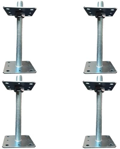 4X Adjustable Bolt Down Post Support feet Galvanised Heavy Duty 4mm Thick Metal Steel Sheet Size 80mm x 80mm x 250mm 3.15 x 3.15 x 9.84