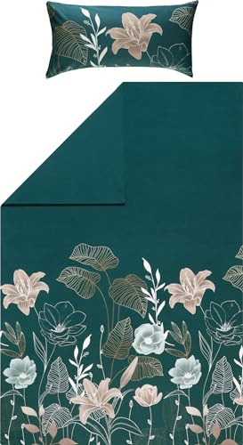 REDBEST Wendebettwäsche Biber grün Größe 1x 155x220 cm + 1x 40x80 cm
