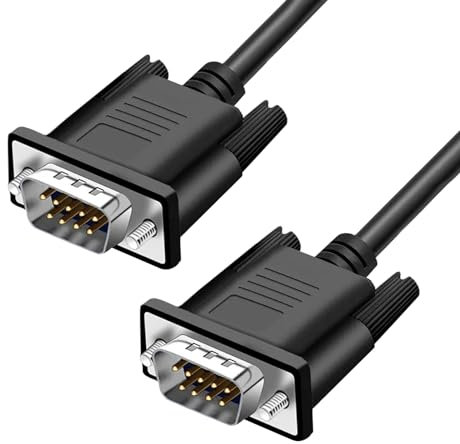 YIOVVOM Cavo di prolunga seriale DB9 RS232 maschio a maschio 9 pin DB9 cavo dritto attraverso connettore seriale a 9 pin nero 4,6 m