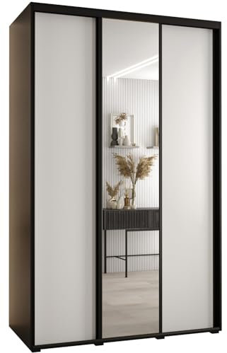 Kleiderschrank mit Spiegel Davos 3 Garderobenschrank - Schrank Schlafzimmer - Mehrzweckschrank 3 Schiebetüren - Regalen - Flur Möbel - Kleiderstange Schrank - Allzweckschrank - closet - Gaderobe