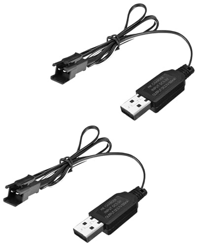 2PCS 3.7V 500mAh USB Ladekabel mit SM-2P Steckverbinder für Mini-ferngesteuerte Fahrzeuge, LKWs, Geländefahrzeuge, ferngesteuerte Boote, Drohnen, Luftwaffen, ferngesteuerte elektrische Spielzeuge