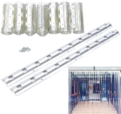 7 Pcs 200X18Cm PVC StreifenvorhäNge Lamellen Vorhang FüR Industrie Pferdestall Kuhstall TüRvorhang Stabiler Lager Lagertor Streifen Stall Windschutz Einfach Montierende Fast Durchsichtig Bausatz