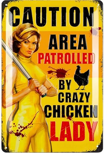 LANOLU Retro Blechschild Hühnerstall, Crazy Chicken Lady, Bauerngarten Deko, Hühner Schild, Geschenk für Hühnerliebhaber, Lustige Hühner Geschenke, Hühnerstall Zubehör, 20x30cm