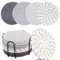 OPPOLIFE 8 Pcs Coasters for Drinks, 4 Colors Absorbent Coasters with Holder, Heat-Resistant Cotton Woven Coaster Set for Home Decor Tabletop Protection Suitable for Kinds of Cups, 4.3 Inches