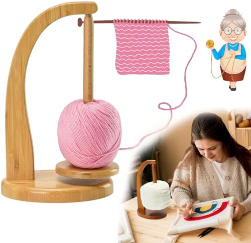 CYSYLQW Wollabwickler, Magnetischer Wollknäuelhalter, Wollhalter Rotierender, Garnhalter, Holzgarnspinner, rotierender Magnetischer Wollknäuelhalter, Häkelgeschenk Für Strickliebhaber (1,1)