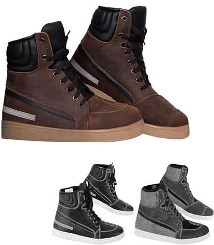 Vaster Moto Wasserdichte Motorradstiefel für die Stadt, lässig, für Herren, rutschfest, Motorradschuhe, CE EN [13634:2017], braun, 46 EU