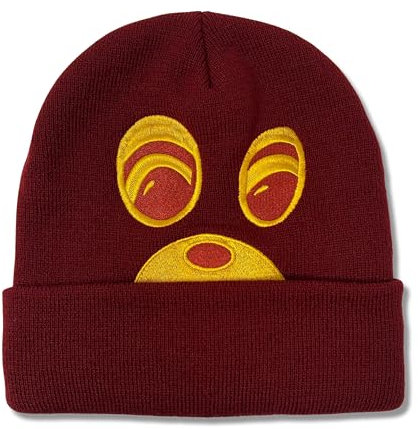 VERSILI College Dropout Bear Beanie, Rot und Gelb, Einheitsgröße, Rot/Gelb, Einheitsgr��e