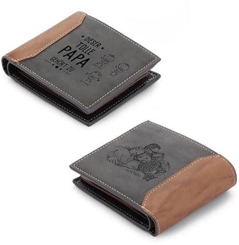 Glimmerday Personalisiertes Portemonnaie für Herren, personalisiertes Lederportemonnaie mit eingraviertem Namensfoto, passendes Portemonnaie-Geschenk für Vater, Freund, Sohn