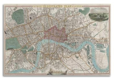 FYRNQ Poster mit Vintage-Karte, viktorianischer Plan von London, Kunstdruck, Retro, ästhetische Raumdekoration, Gemälde, Leinwand, Dekoration für Zuhause und Büro, 30 x 45 cm, ungerahmter Stil