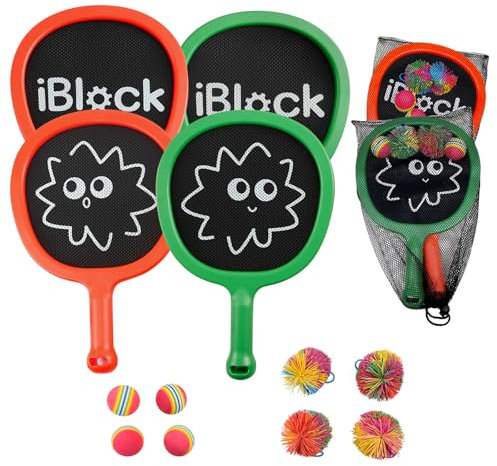 RORLAND Kinder Federball 2er Set, Ballspiele für Draußen Kinder, Outdoor Schläger Spiele Kinder, Strandspiele, Beach Racket Set, Badmintonschläger für Jungen & Mädchen