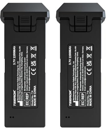 2PCS TEEROK T18S 2200MAH 3.7V RC Drone Lithium Battery for Adults, High Capacity Drone Lithium Battery for Quadcopter.