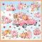 wondever Fenstersticker Rosa Blumen Kürbis Fenster Aufkleber Erntedankfest LKW Hunde Fensterbilder Fensteraufkleber Anti-Kollision Doppelseitig Glasaufkleber Glas Deko