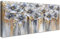 Mit Rahmen Leinwand Bilder Goldgraue Blumen Bild auf Leinwand Malerei Poster Kunstdrucke Abstrakt Floral Grün Blätter Bild Wandbilder Heim Restaurant Wohnzimmer Schlafzimmer Wanddekoration 50x120cm