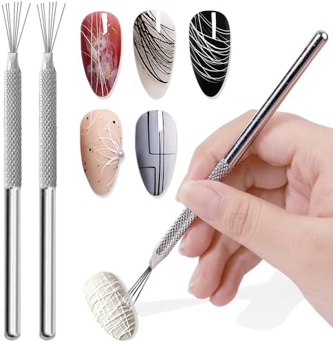 7-Stift Nagelpinsel Nagellinie Nagel Pinsel für Gelnägel Ultradünne Linie Nagelbürste Nagellack Stift Nageldesign Zubehör 7-Nadel Rostfreier Stahl Linien Nailart Tools Nail Art Dotting Tool Nagelset