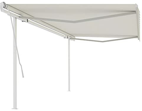 Lawn & Garden Manuell einziehbare Markise mit Pfosten, 5 x 3 m, cremefarben