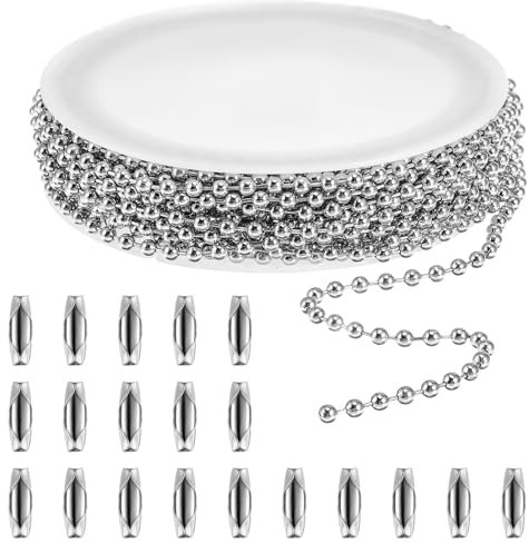 Kugelkette Edelstahl 5 M Kugelkette Mit 20 Schnallen Silber Edelstahlkette Kugeln Anschlüssen Kabel Gliederkette Zum Basteln Edelstahl Perlen Rollenkette Kugelketten Verlängerungskette