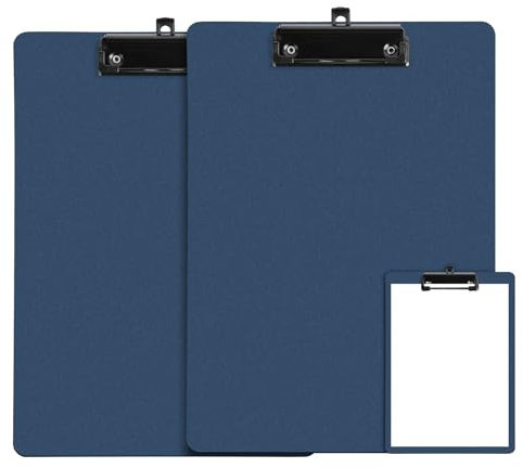 FRETONBA Porte Bloc A4 avec Pince, 2 Pièces Plastique dur Porte Documents, Bleu Planchettes à Pince et Porte-formulaires, Clipboard A4 avec des Crochets Rétractables, pour Écoles, Hôpitaux et Bureaux