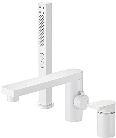 SGKOMN Badewannenarmatur mit Handbrause weiß, römische Wannenarmatur mit Brause 2 Modi, Moderne Einhebel-Wannenarmatur mit 3 Löchern, Badewannenmischbatterie mit Dusche, Messingbade