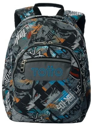 TOTTO - Mochila Escolar, Modelo Gommas, Mochila Mediana, Capacidad 15 L, Bolsillo para PC 14, Bolsillo Botella, Espaldar Ergonómico con Flujo de Aire, Cómodas Correas en S, Estampado Okubo