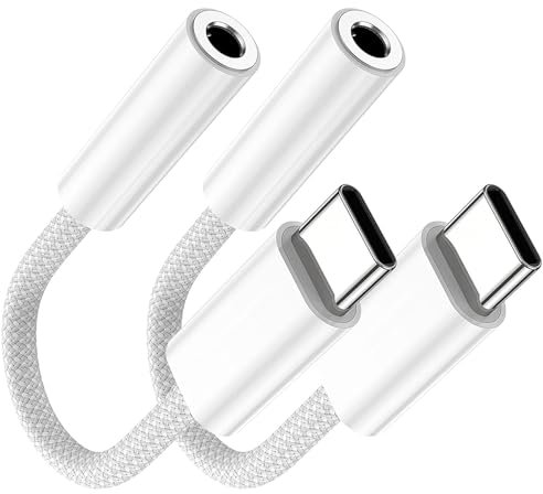 2 Pack Kopfhörer Adapter Aux Usbc to 3.5mm, Typ C Auf Aux-Audiokabel Mit Dac Chip, Adapter USB C Auf Klinke, Kompatibel Mit i-Phone 15/15Pro/15Plus/Pro Max, Ipad, Samsung S24/S23/S22/S21/Ultra Usw.