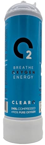 ClearO2 Cylindre d'oxygène de remplacement 240L | Oxygène respiratoire pur dans une bouteille en acier légère et jetable | Fabriqué en Grande-Bretagne