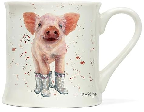 Tasse aus Porzellan mit Tiermotiv ca. 0,3L | Mug | Kaffeetasse | Teetasse | Henkelbecher | Becher (Schweinchen in Stiefeln)